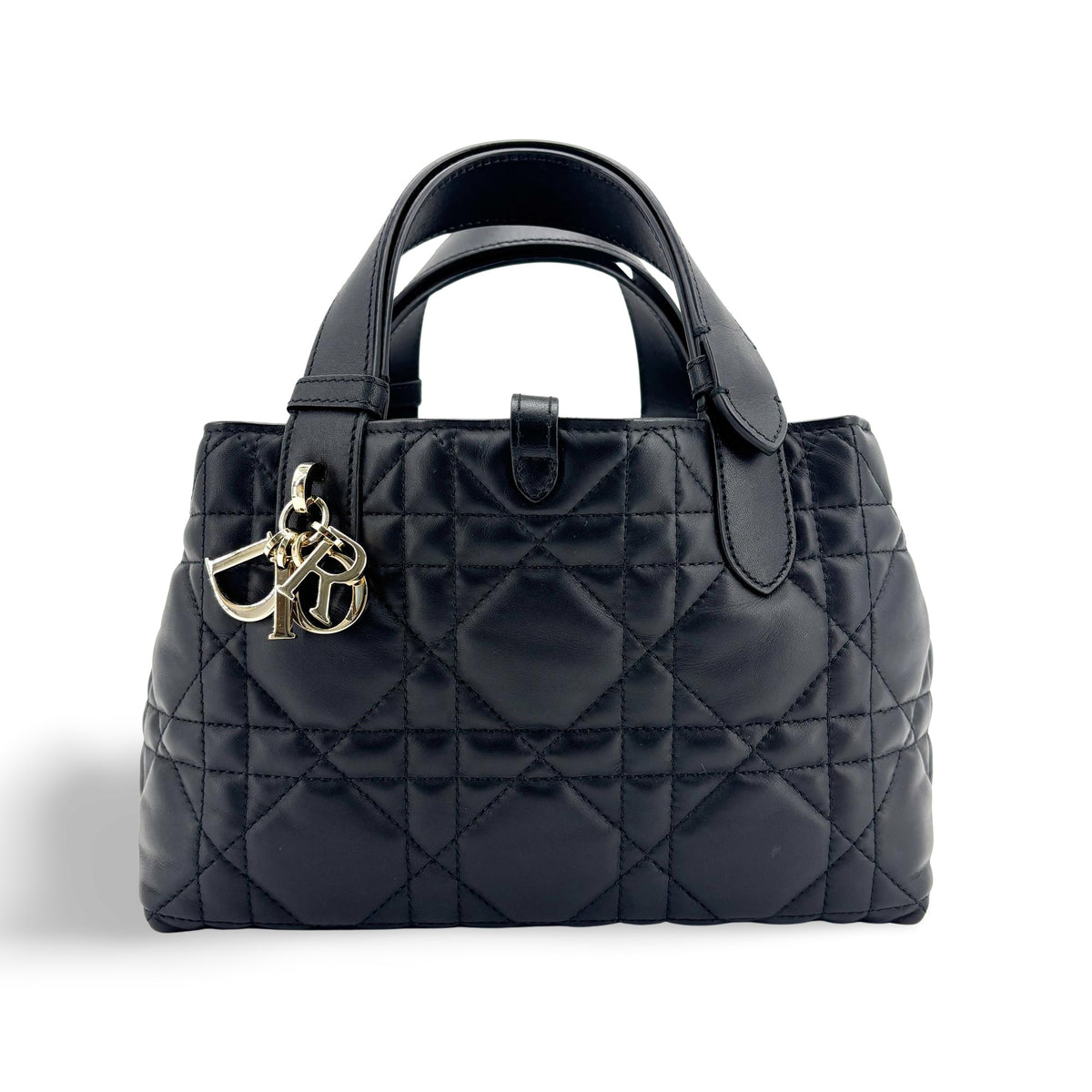 Christian Dior Toujours Macrocannage Quilt Calfskin Black Leather Tote Bag Bag (Pre-Owned)