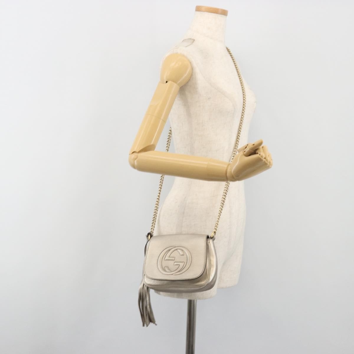 Gucci Soho Chain Leather Silver Leather Shoulder Bag Bag (Pre-Owned)