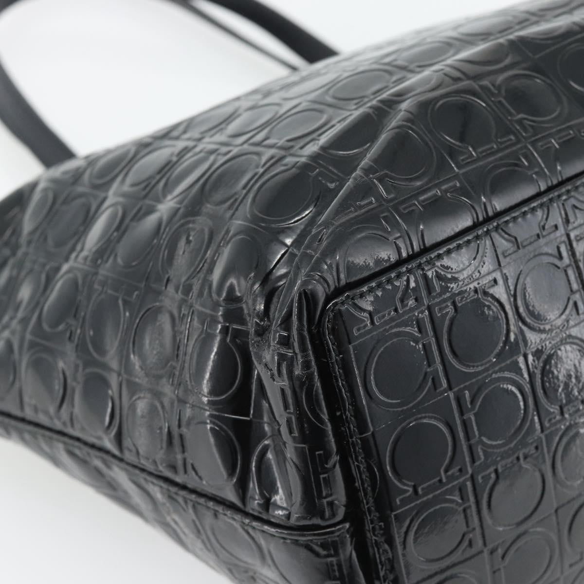 Salvatore Ferragamo Gancini Tote Patent Leather Black Patent_Leather Tote Bag Bag (Pre-Owned)