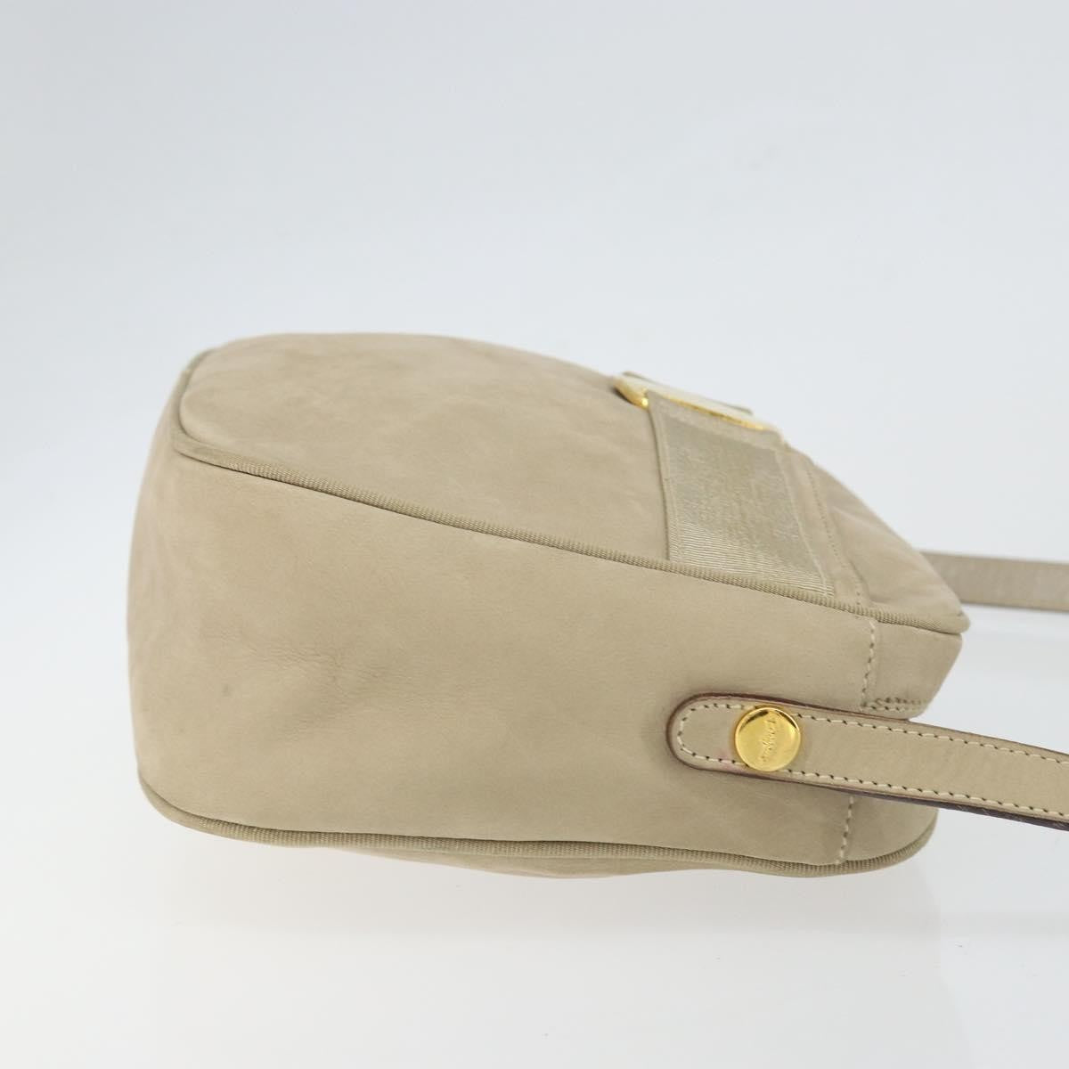 Salvatore Ferragamo Vala Suede Beige Suede Shoulder Bag Bag (Pre-Owned)