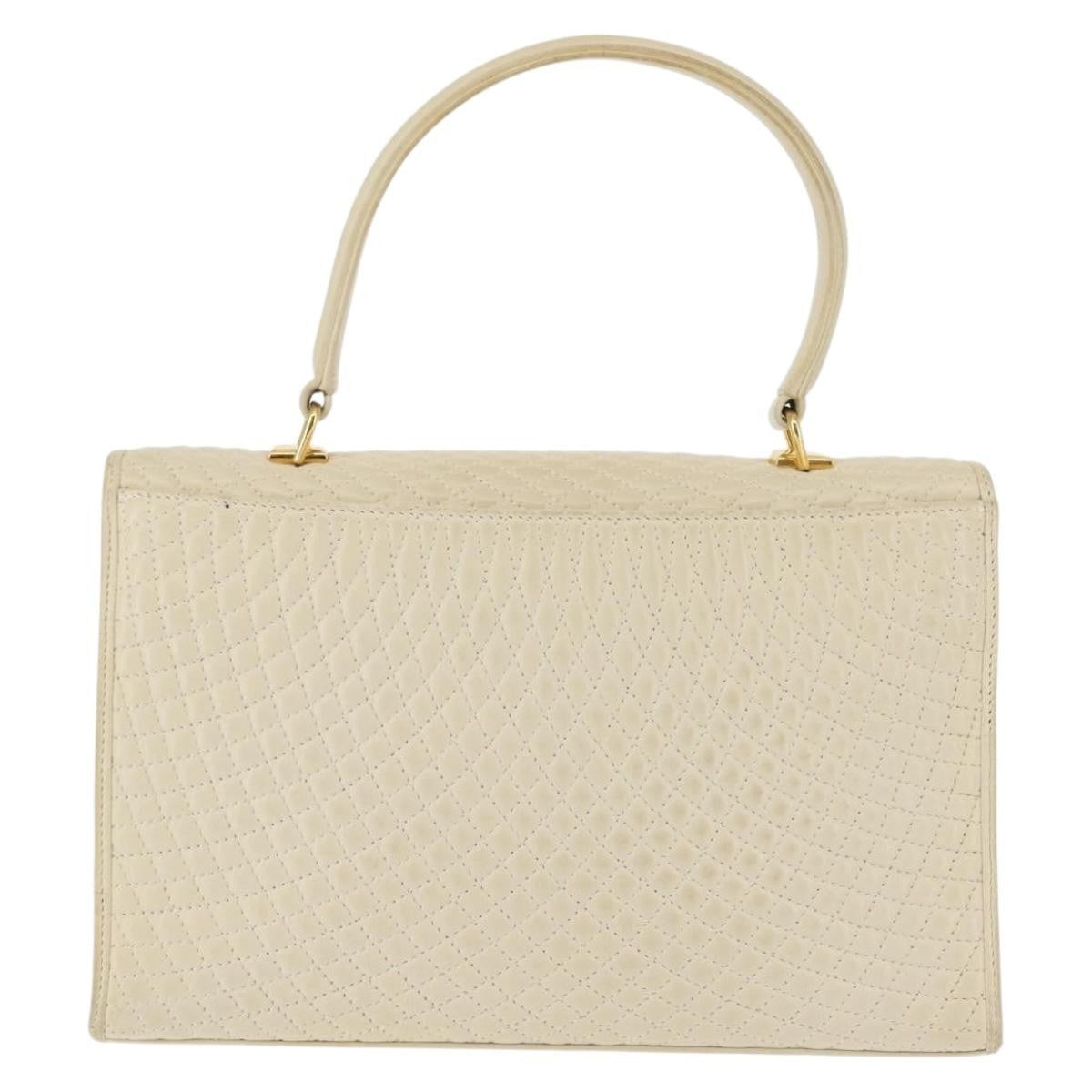 Bally Vintage Quilted Leather Beige Leather Handbag (Pre-Owned)
