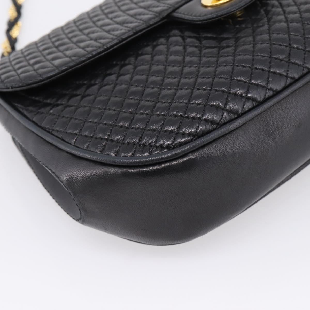 Bally Vintage Chain Quilted Leather Black Leather Shoulder Bag Bag (Pre-Owned)