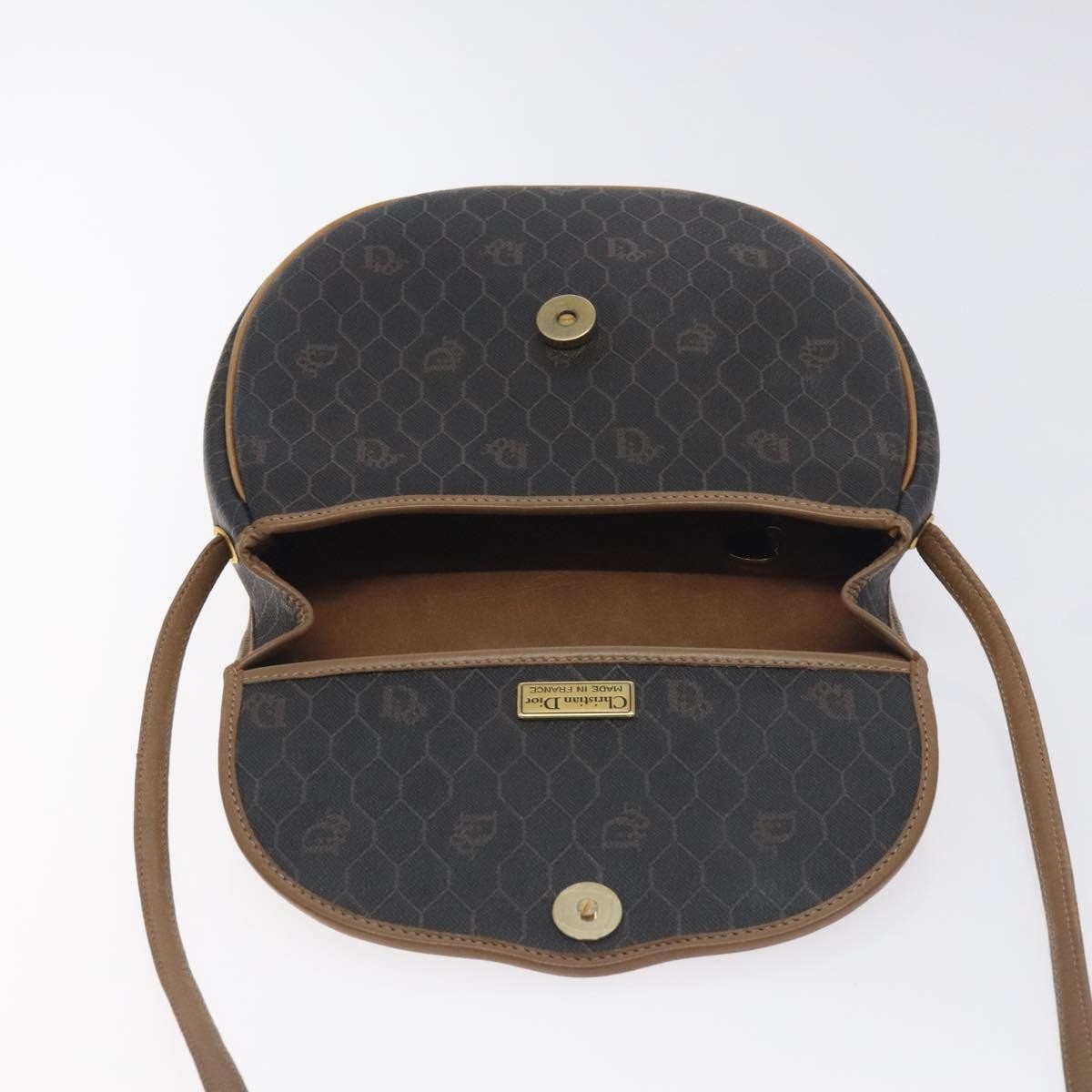 Christian Dior Vintage Honeycomb Flap Coated Canvas Black Canvas Shoulder Bag Bag (Pre-Owned)