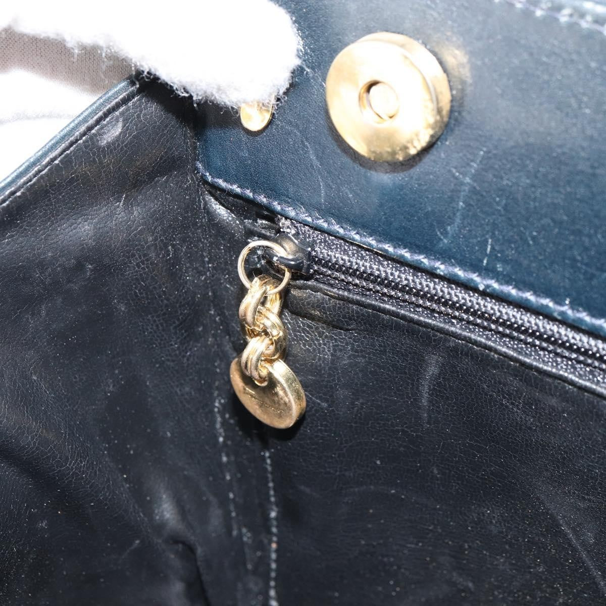 Salvatore Ferragamo Convertible Vara Bow Leather Navy Leather Handbag (Pre-Owned)