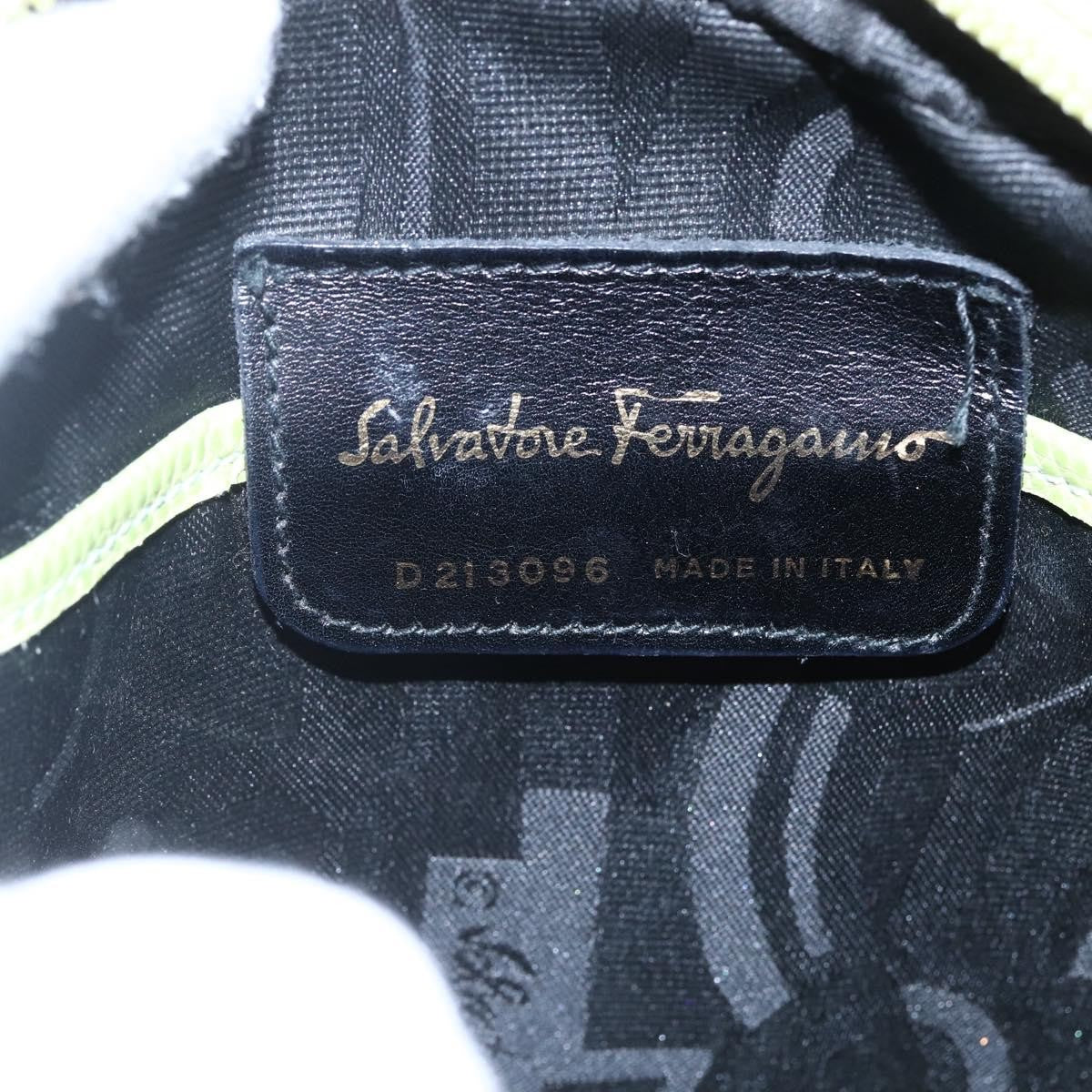 Salvatore Ferragamo Vara Bow Camera Leather Green Leather Shoulder Bag Bag (Pre-Owned)