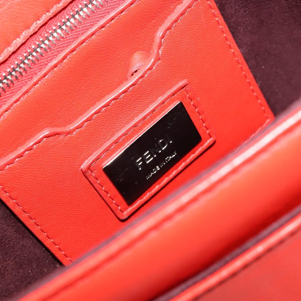 Fendi Be Baguette Flap Leather Red Leather Handbag (Pre-Owned)