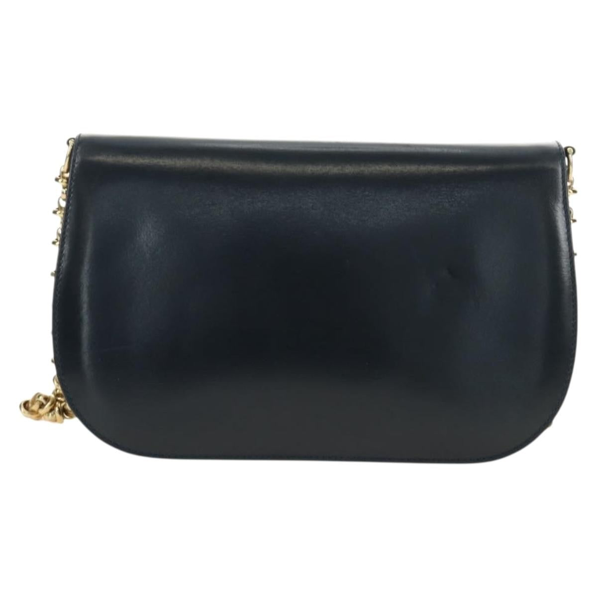Gucci Chain Flap Leather Navy Leather Shoulder Bag Bag (Pre-Owned)