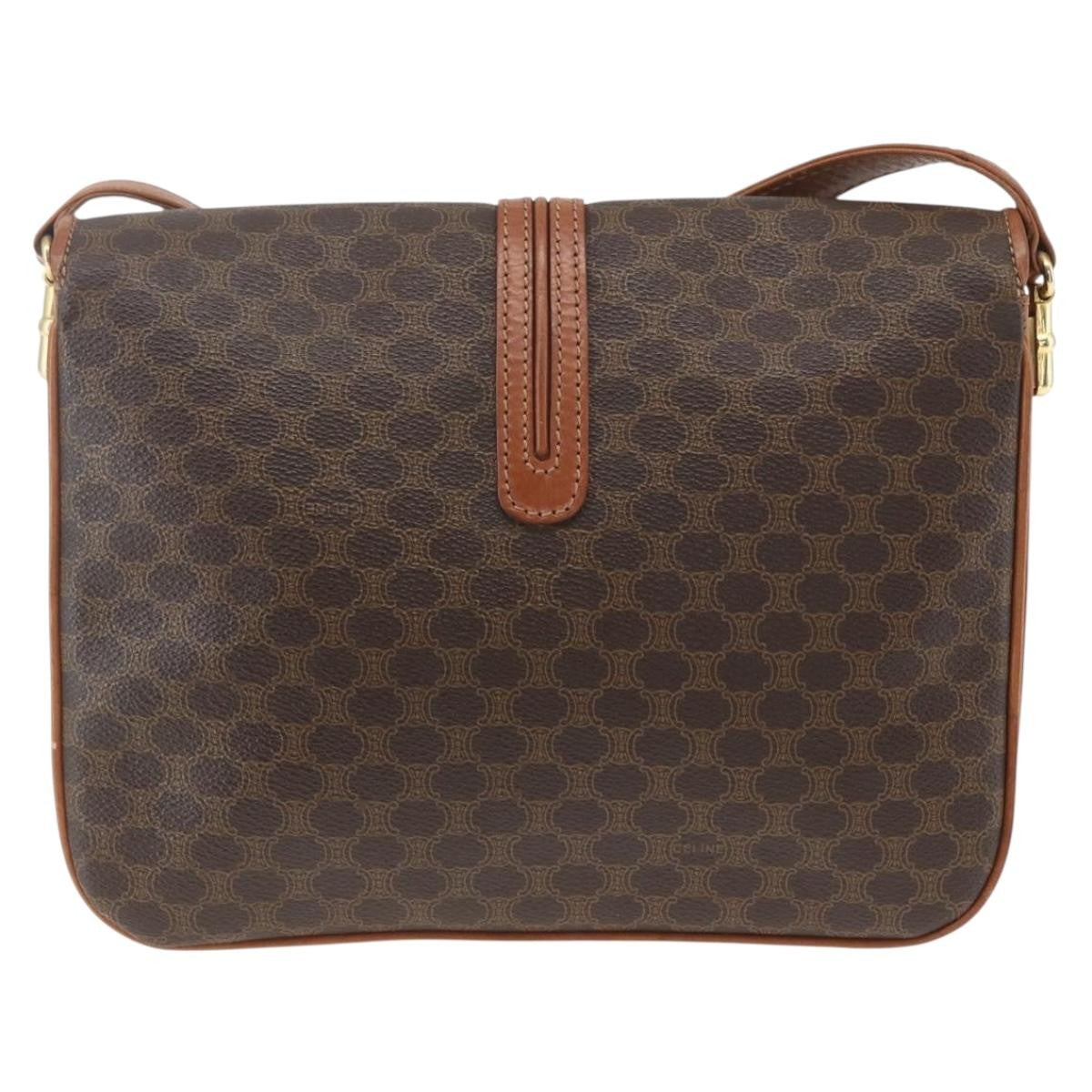 Celine Vintage Macadam Canvas And Leather Brown Canvas Shoulder Bag Bag (Pre-Owned)
