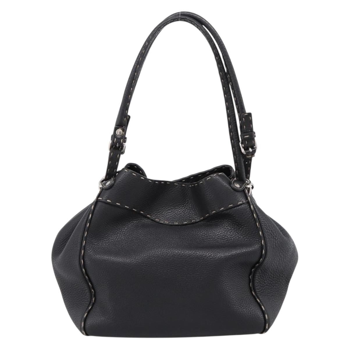 Fendi Selleria Bucket Leather Black Leather Tote Bag Bag (Pre-Owned)