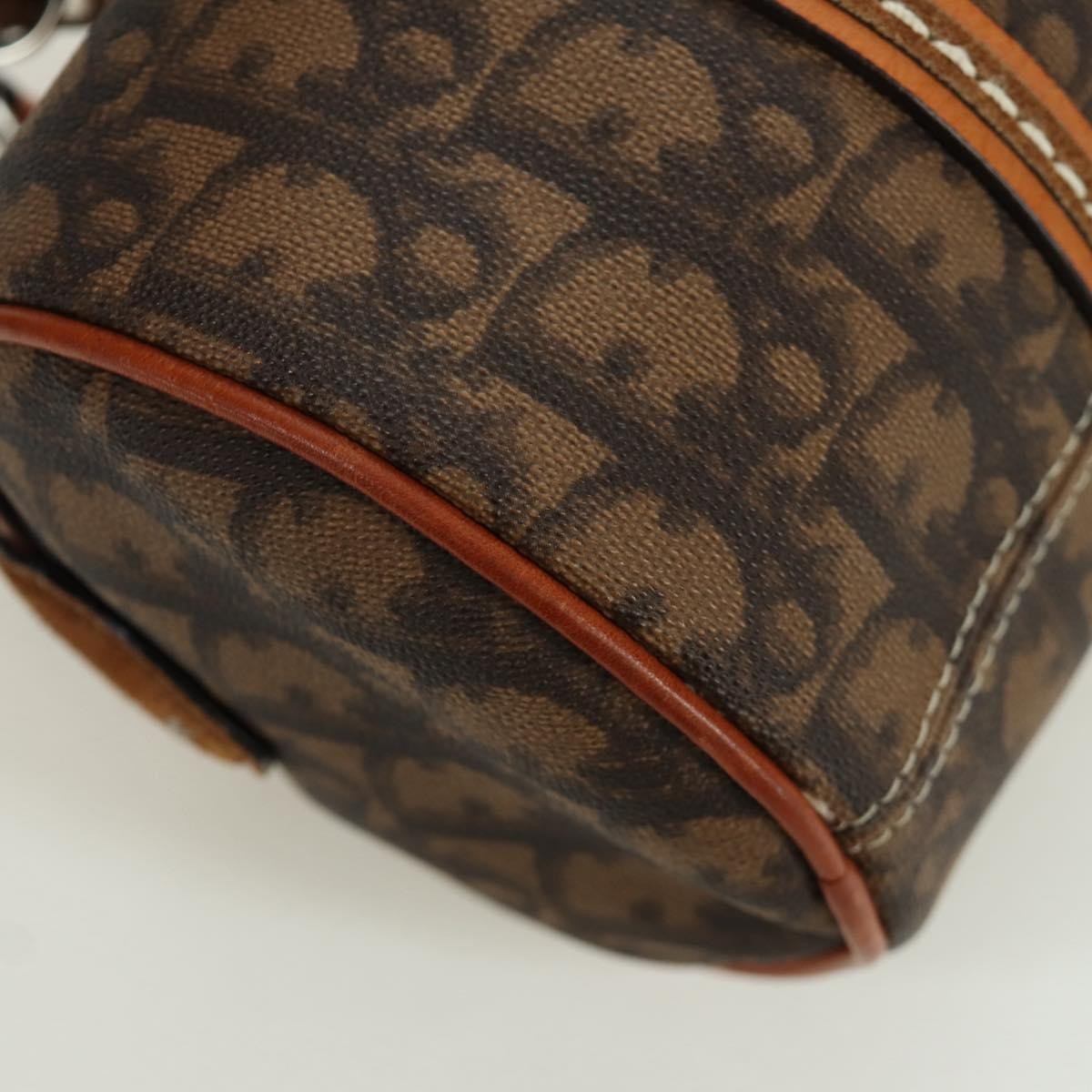 Christian Dior Vintage Trotter Romantique Boston Diorissimo Coated Canvas Brown Canvas Handbag (Pre-Owned)