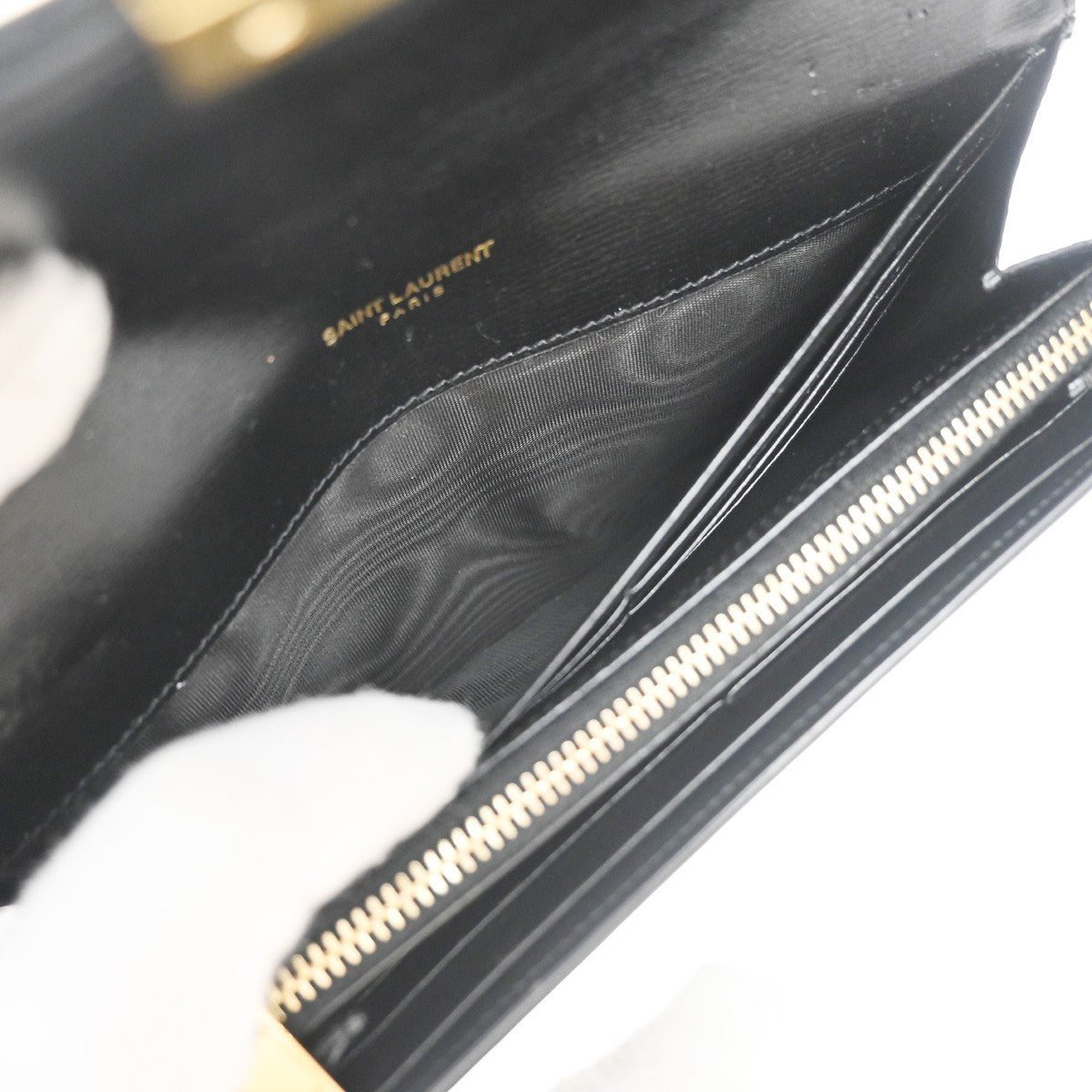 Saint Laurent Bellechasse Flap Leather Black Leather Wallets Accessory (Pre-Owned)