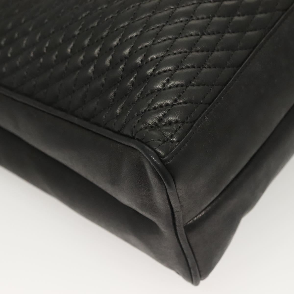 Bally Vintage Quilted Leather Black Leather Tote Bag Bag (Pre-Owned)