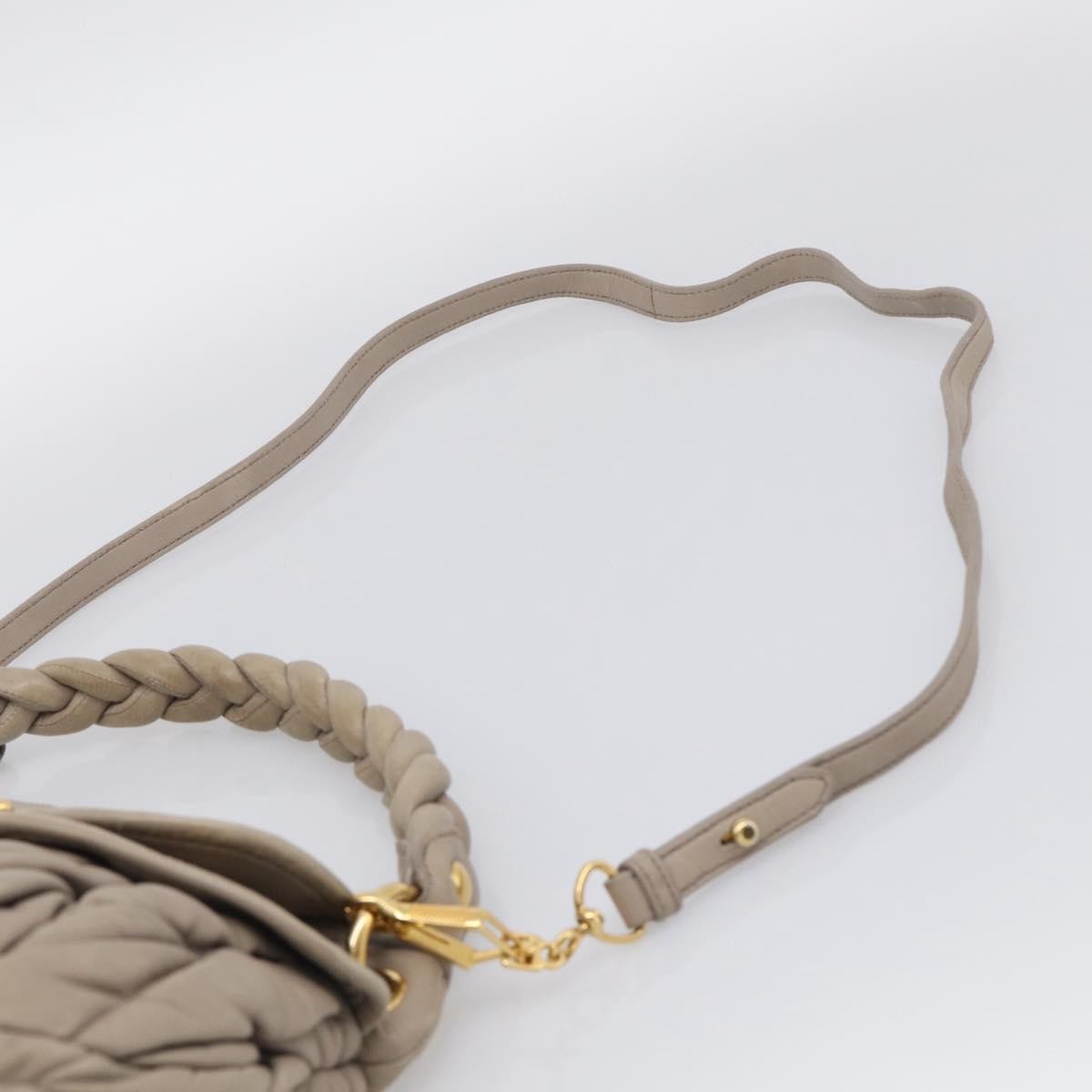 Miu Miu Coffer Hobo Matelasse Leather Beige Leather Handbag (Pre-Owned)