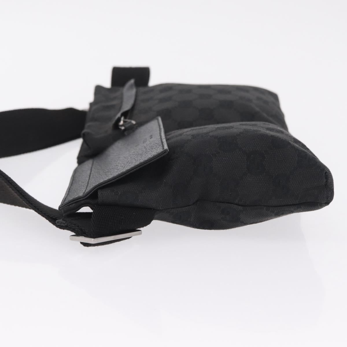 Gucci Two Pocket Belt Bag Gg Canvas Black Canvas Handbag (Pre-Owned)