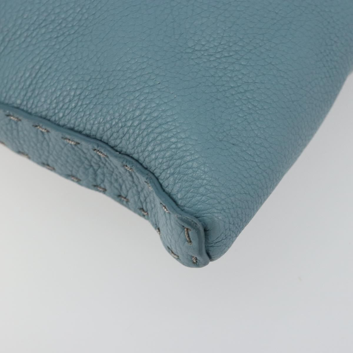 Fendi Vintage Selleria Zip Messenger Leather Blue Leather Shoulder Bag Bag (Pre-Owned)