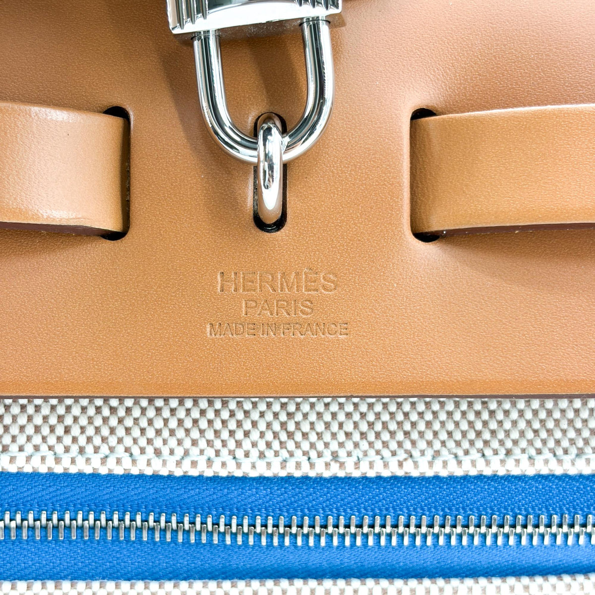 Hermes Herbag Zip Verso Leather And Toile Brown Canvas Handbag (Pre-Owned)