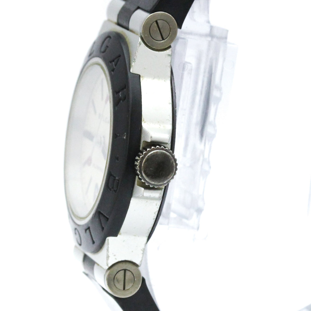 Bvlgari Diagono Quartz Aluminum And Rubber Watch (Pre-Owned)