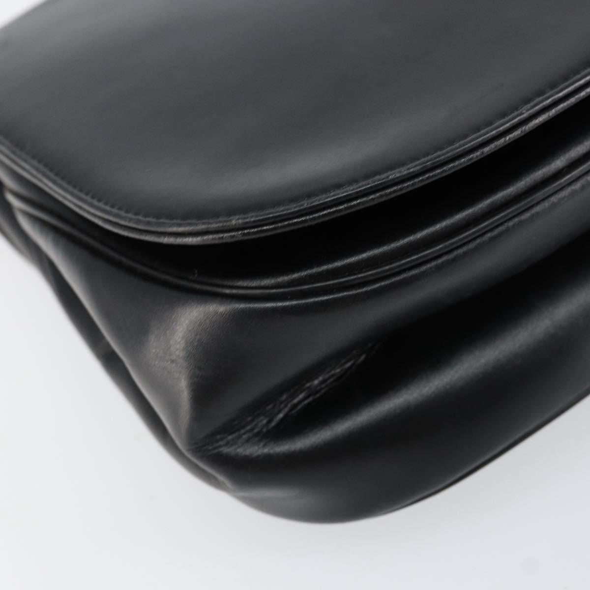 Christian Dior Vintage Chain Flap Diorissimo Canvas Black Leather Shoulder Bag Bag (Pre-Owned)