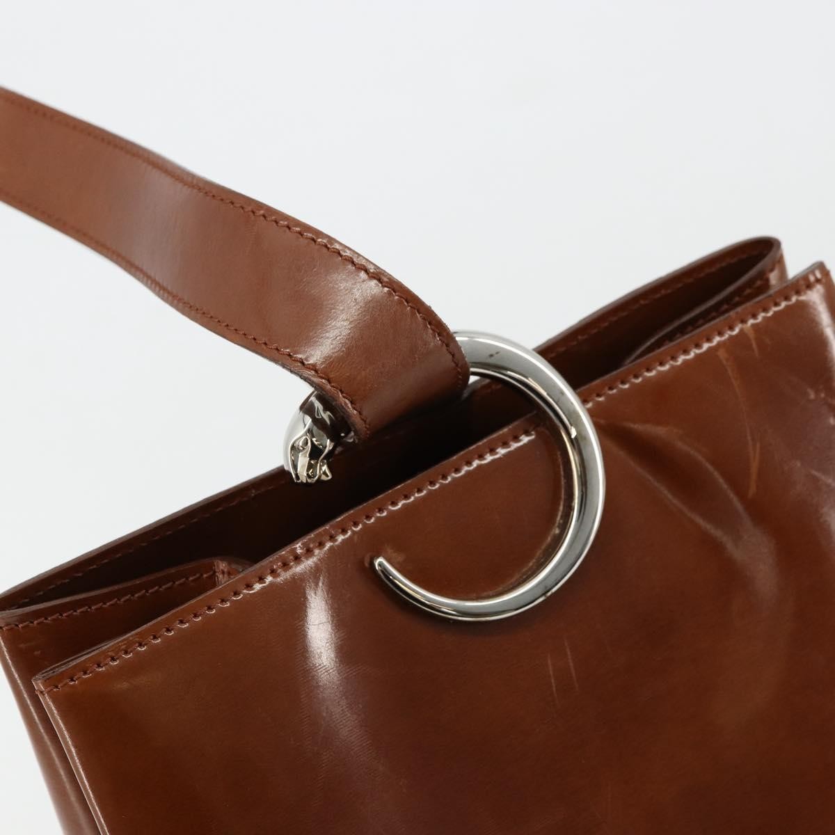 Cartier Panthère Shoulder Patent Leather Brown Patent_Leather Shoulder Bag Bag (Pre-Owned)