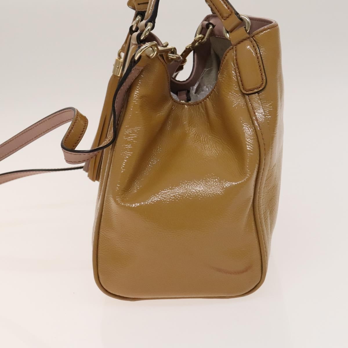 Gucci Soho Convertible Shoulder Patent Beige Patent_Leather Shoulder Bag Bag (Pre-Owned)
