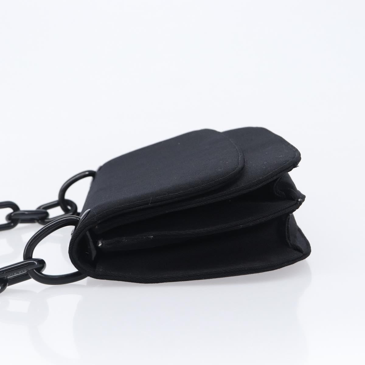 Prada Plastic Chain Flap Bag Canvas Black Cotton Shoulder Bag Bag (Pre-Owned)