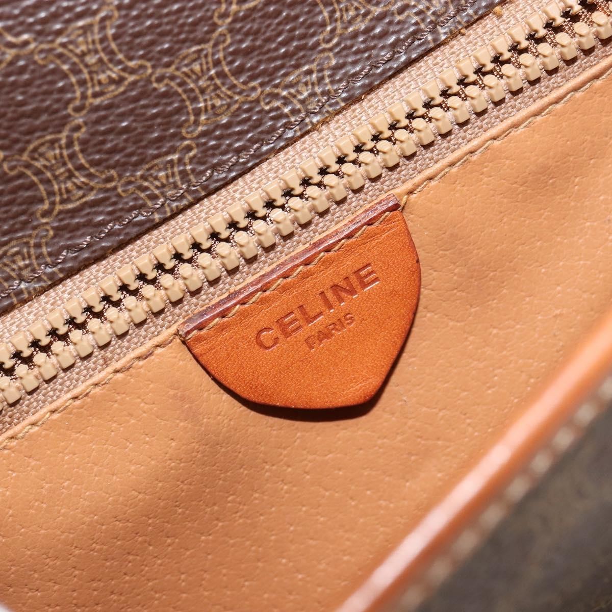 Celine Vintage Macadam Canvas And Leather Brown Canvas Shoulder Bag Bag (Pre-Owned)