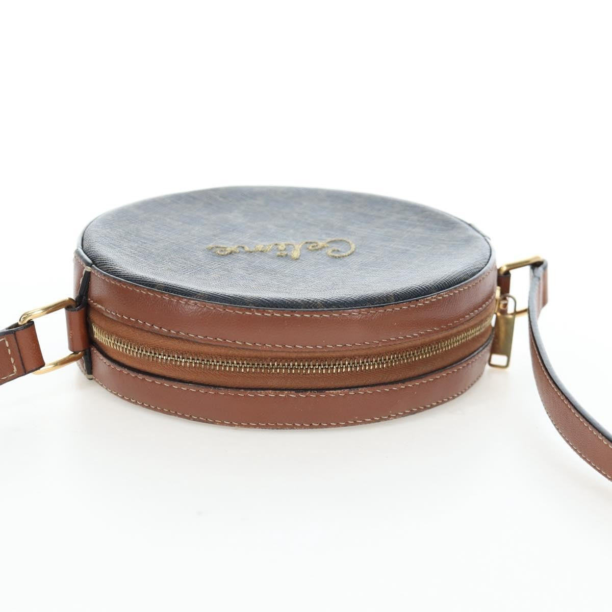 Celine Round Purse On Strap Triomphe Coated Canvas Black Pvc Shoulder Bag Bag (Pre-Owned)