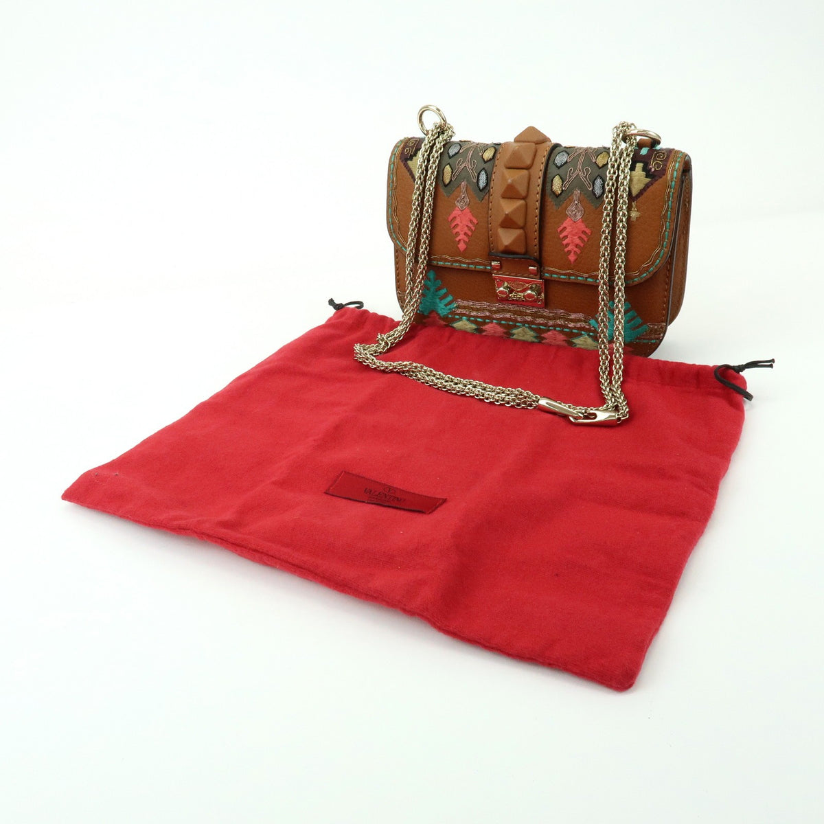 Valentino Garavani Glam Lock Leather Brown Leather Shoulder Bag Bag (Pre-Owned)