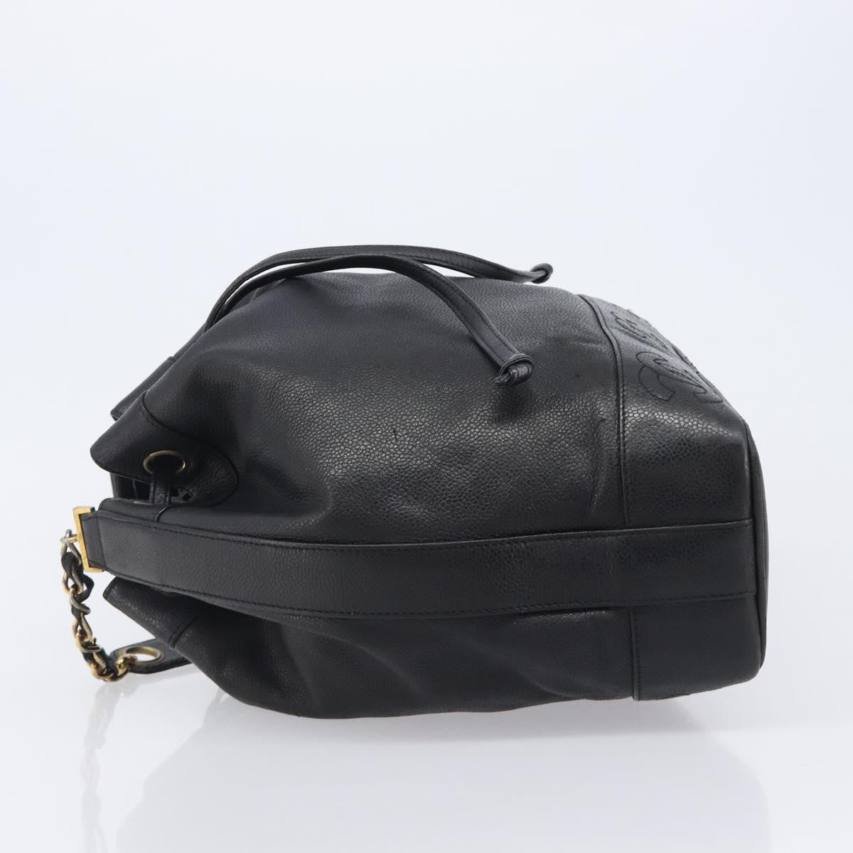 Chanel Vintage Cc Drawstring Bucket Caviar Black Leather Handbag (Pre-Owned)