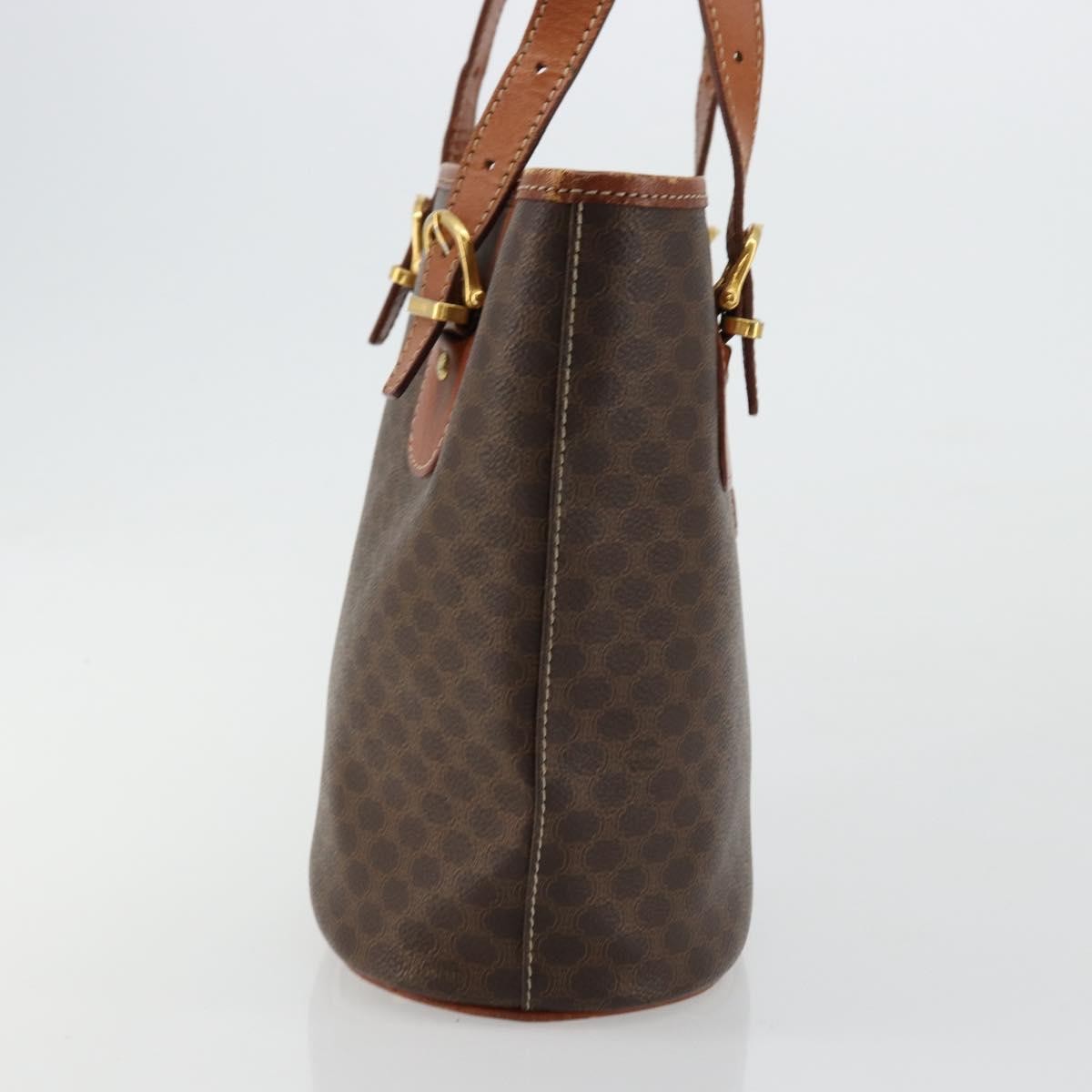 Celine Vintage Macadam Canvas And Leather Brown Canvas Tote Bag Bag (Pre-Owned)
