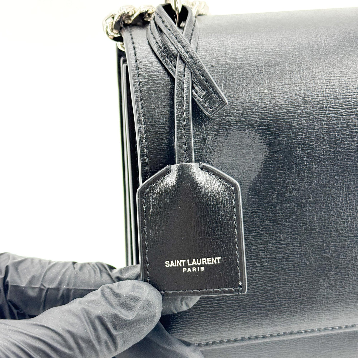 Saint Laurent Sunset Leather Black Calfskin Crossbody Bag Bag (Pre-Owned)
