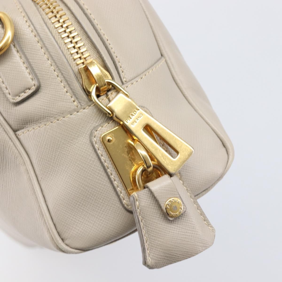 Prada Convertible Bauletto Saffiano Leather Gray Leather Handbag (Pre-Owned)
