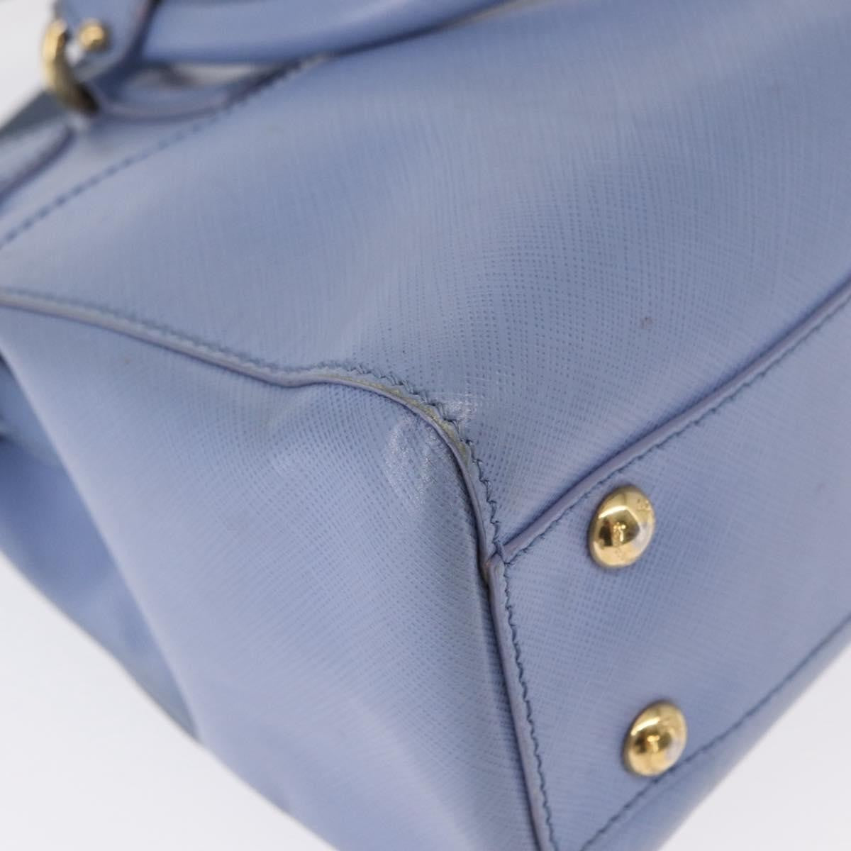 Salvatore Ferragamo Beky Tote Saffiano Leather Blue Leather Handbag (Pre-Owned)