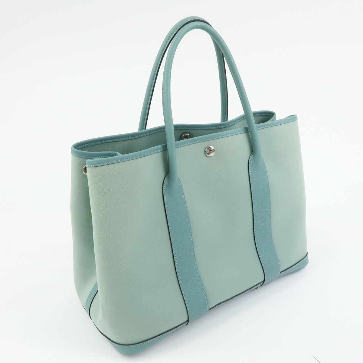 Hermes Garden Party Toile And Leather Green Canvas Tote Bag Bag (Pre-Owned)