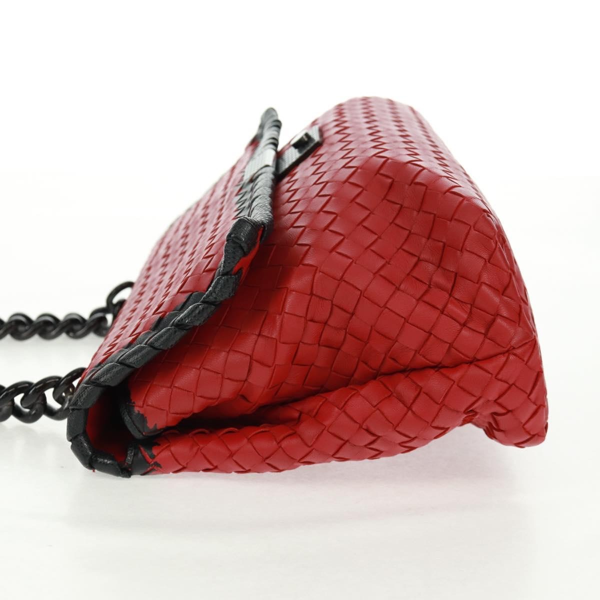 Bottega Veneta Glass Intrecciato Nappa With Snakeskin Red Leather Shoulder Bag Bag (Pre-Owned)