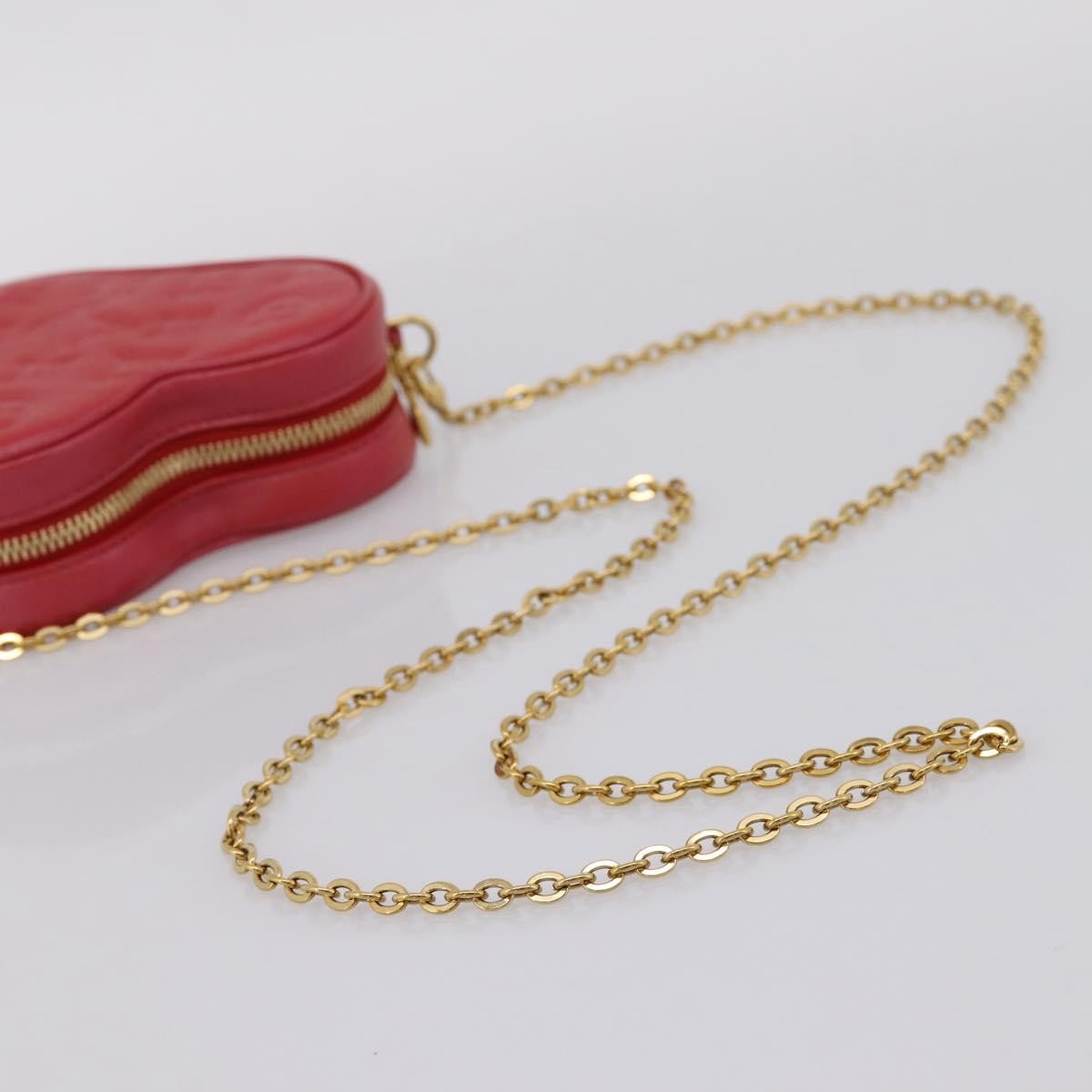 Louis Vuitton Coeur Heart On Chain Monogram Embossed Lambskin Red Leather Clutche & Pouche Bag (Pre-Owned)