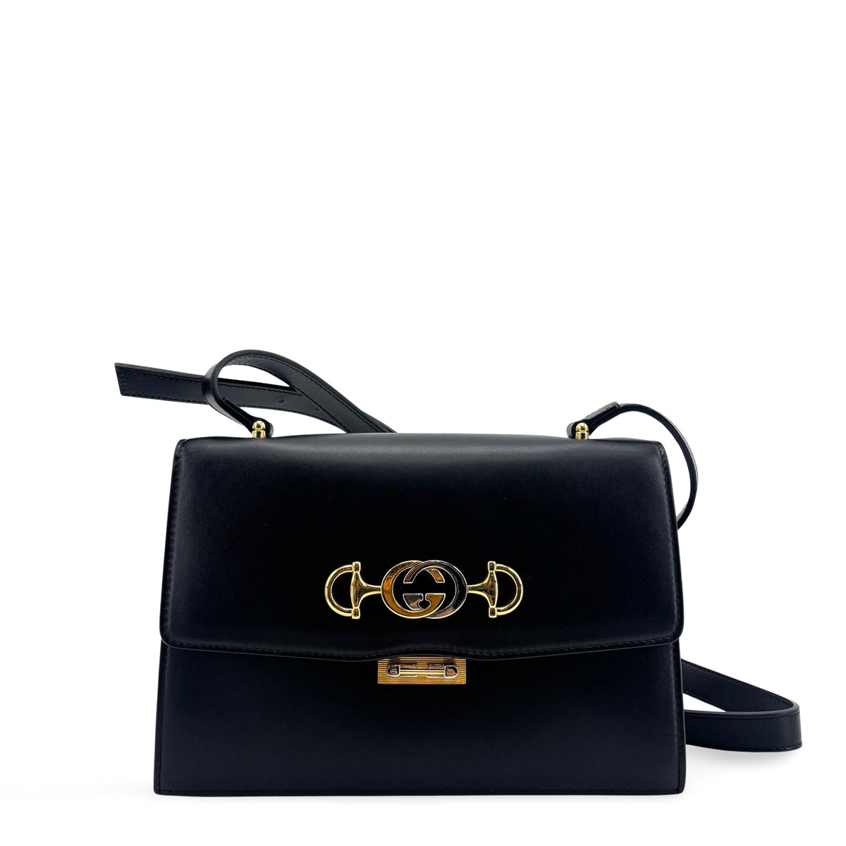 Gucci Zumi Leather Black Leather Shoulder Bag Bag (Pre-Owned)