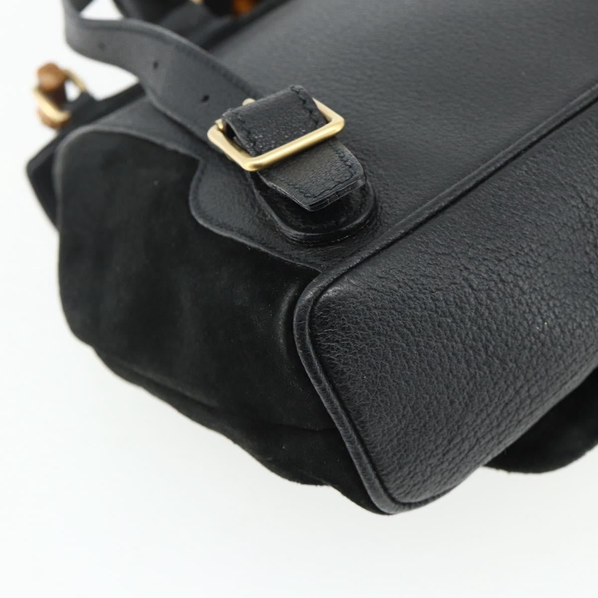 Gucci Gucci Bamboo Daim Black Suede Backpack Bag (Pre-Owned)