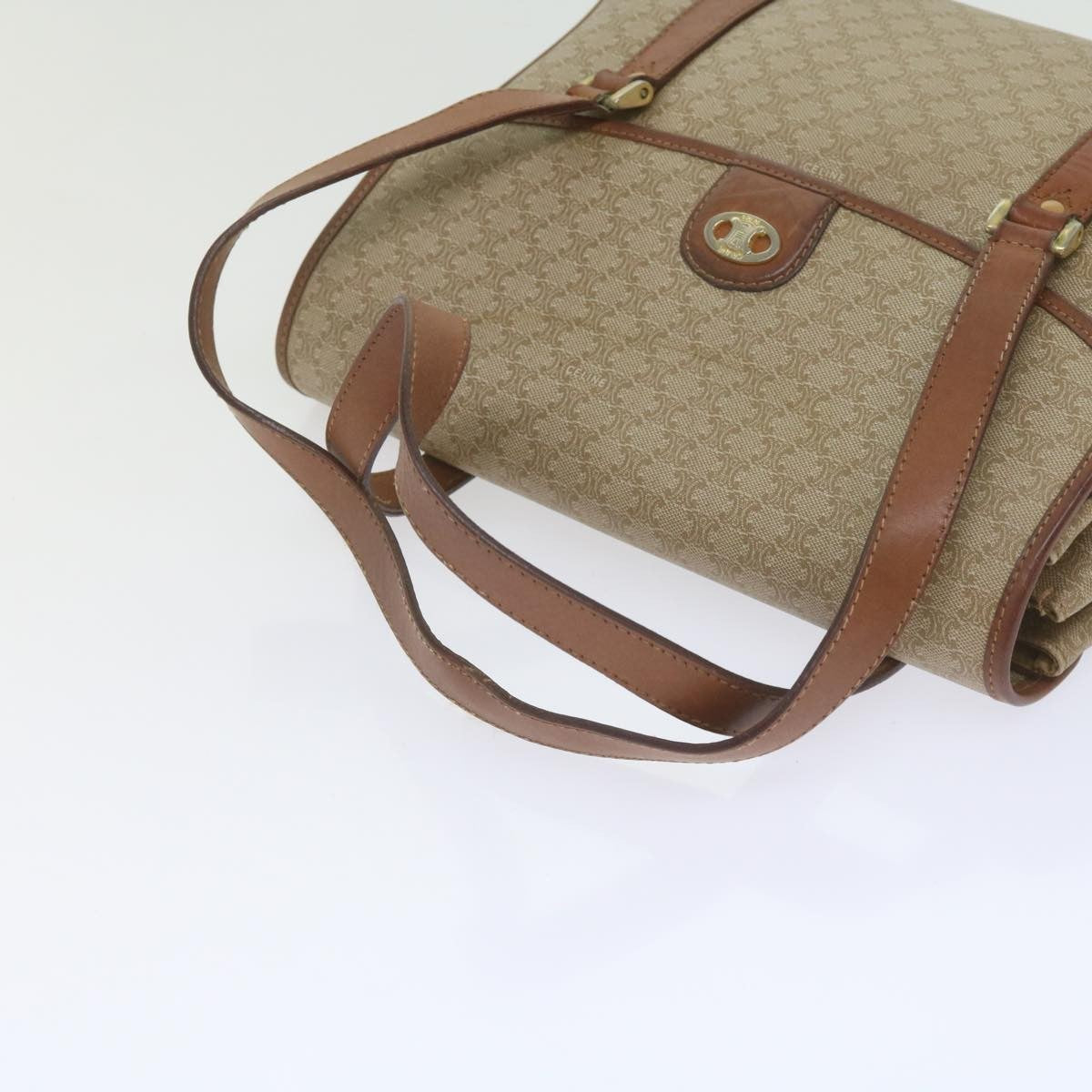 Celine Vintage Macadam Canvas And Leather Beige Canvas Handbag (Pre-Owned)