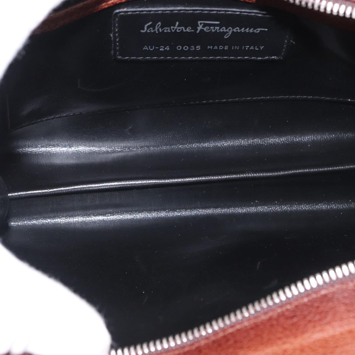 Salvatore Ferragamo Vintage Clutch Leather Brown Leather Clutche & Pouche Bag (Pre-Owned)