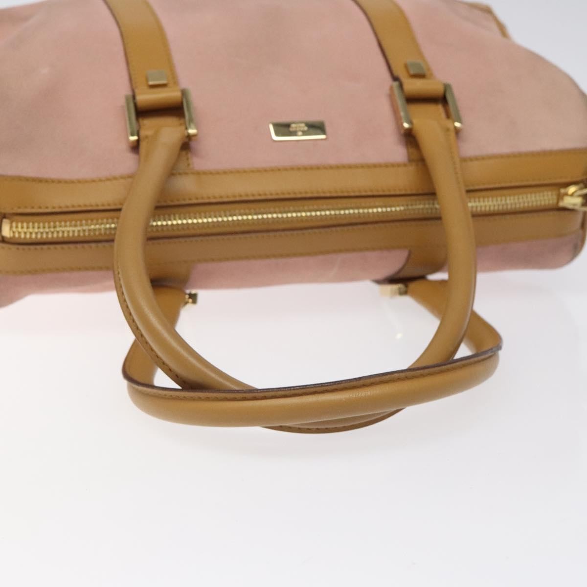 Gucci Vintage Canvas Pink Suede Handbag (Pre-Owned)