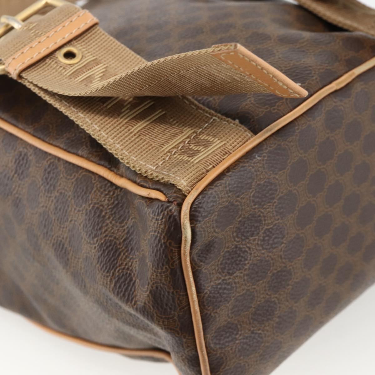 Celine Vintage Drawstring Flap Macadam Coated Canvas Brown Canvas Backpack Bag (Pre-Owned)