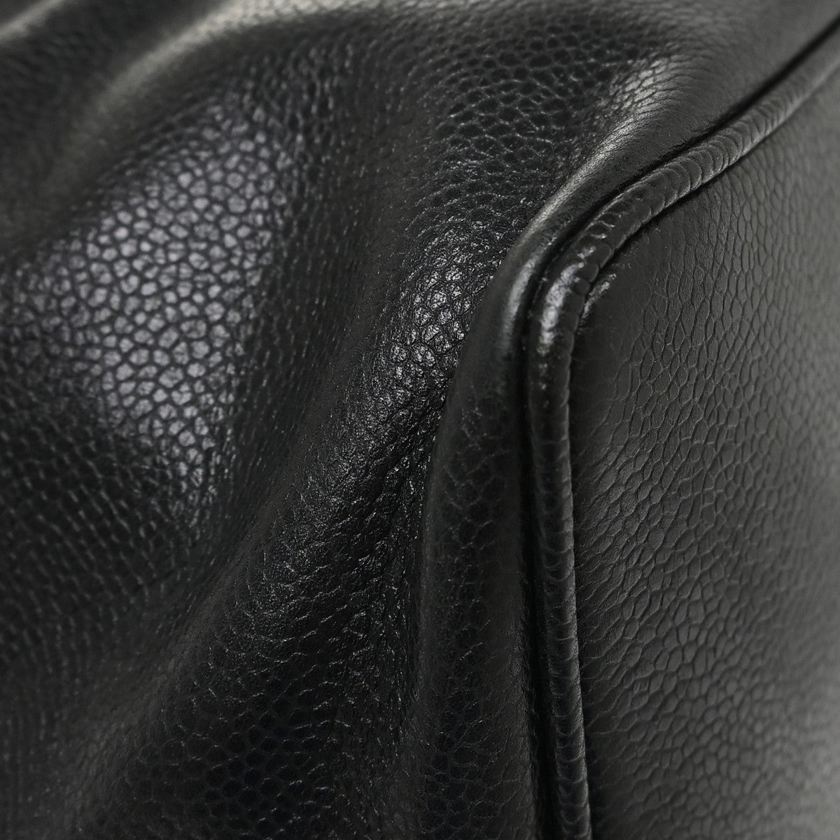 Chanel Vintage Cc Drawstring Chain Leather Black Leather Shoulder Bag Bag (Pre-Owned)