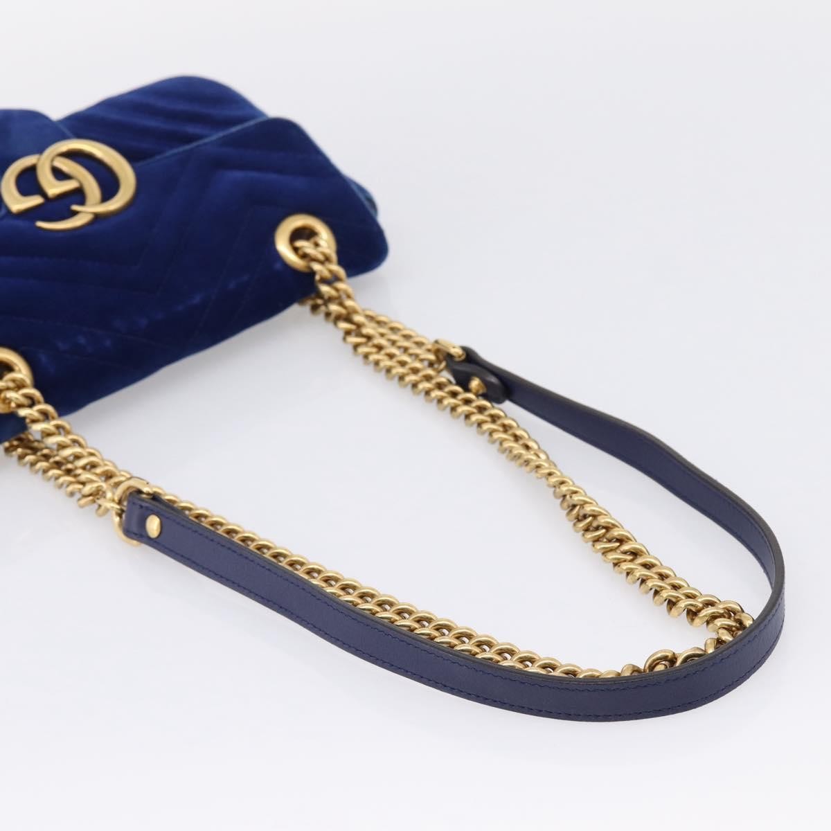 Gucci Gg Marmont Matelassé Velvet Blue Velvet Shoulder Bag Bag (Pre-Owned)