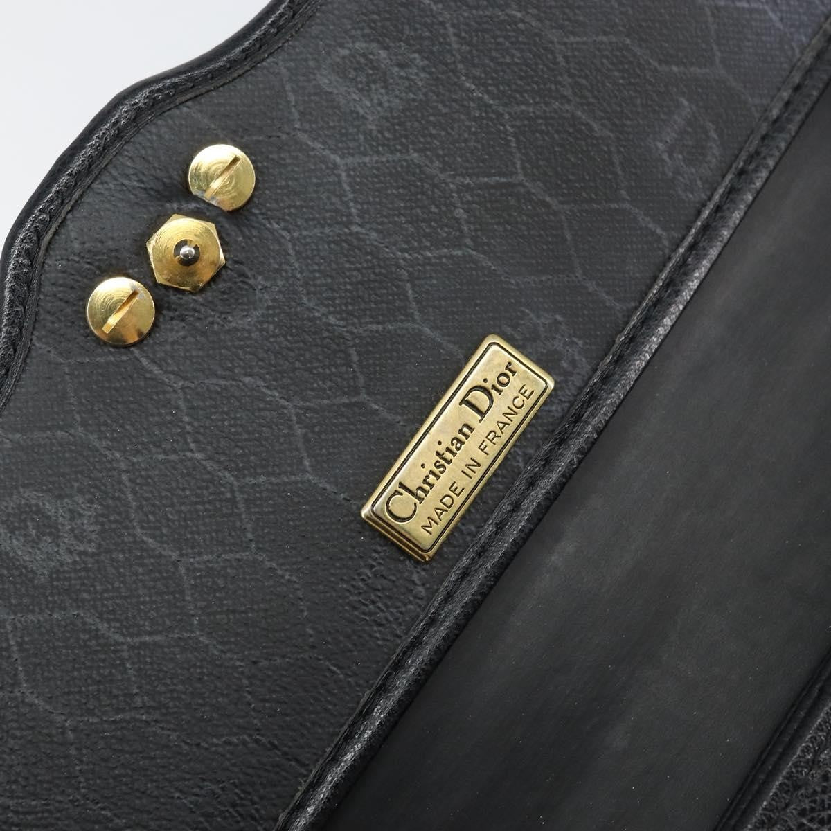 Christian Dior Vintage Cd Chain Flap Leather Black Leather Shoulder Bag Bag (Pre-Owned)
