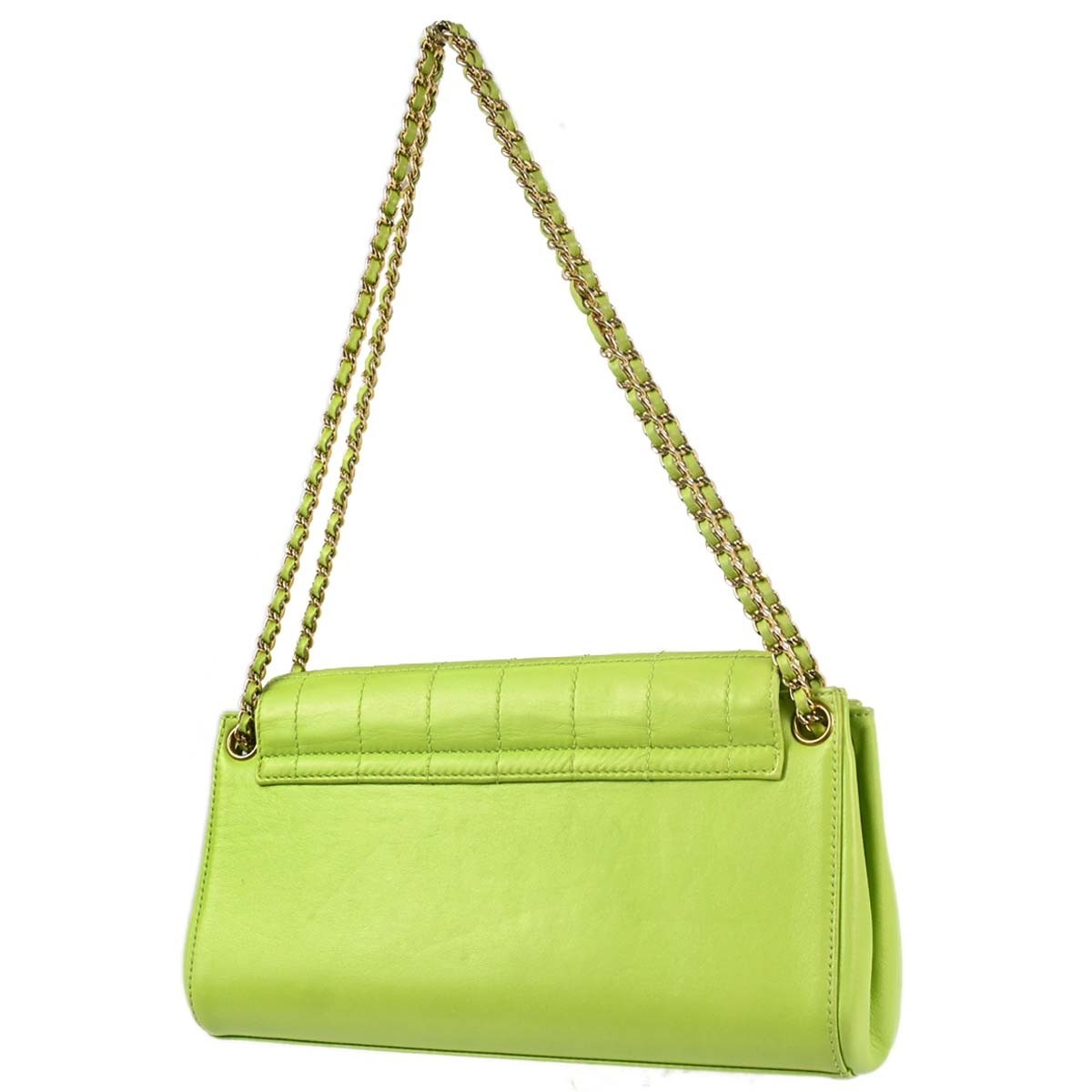 Chanel Chocolate Bar Mademoiselle Lock Chain Quilted Velvet Green Leather Shoulder Bag Bag (Pre-Owned)
