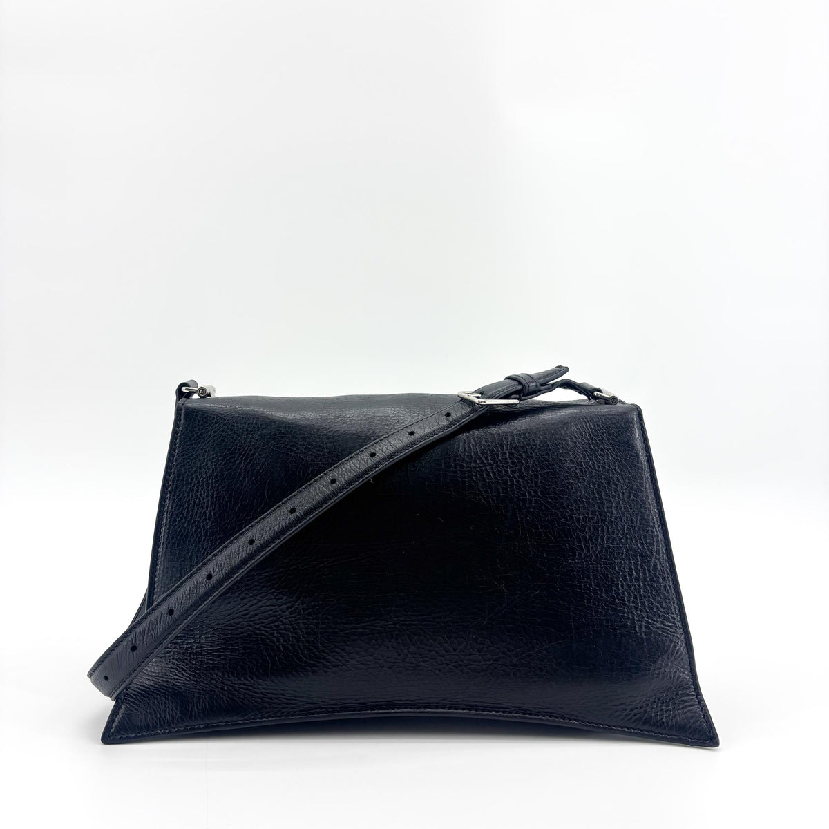 Balenciaga Downtown Soft Hourglass Leather Black Leather Shoulder Bag Bag (Pre-Owned)