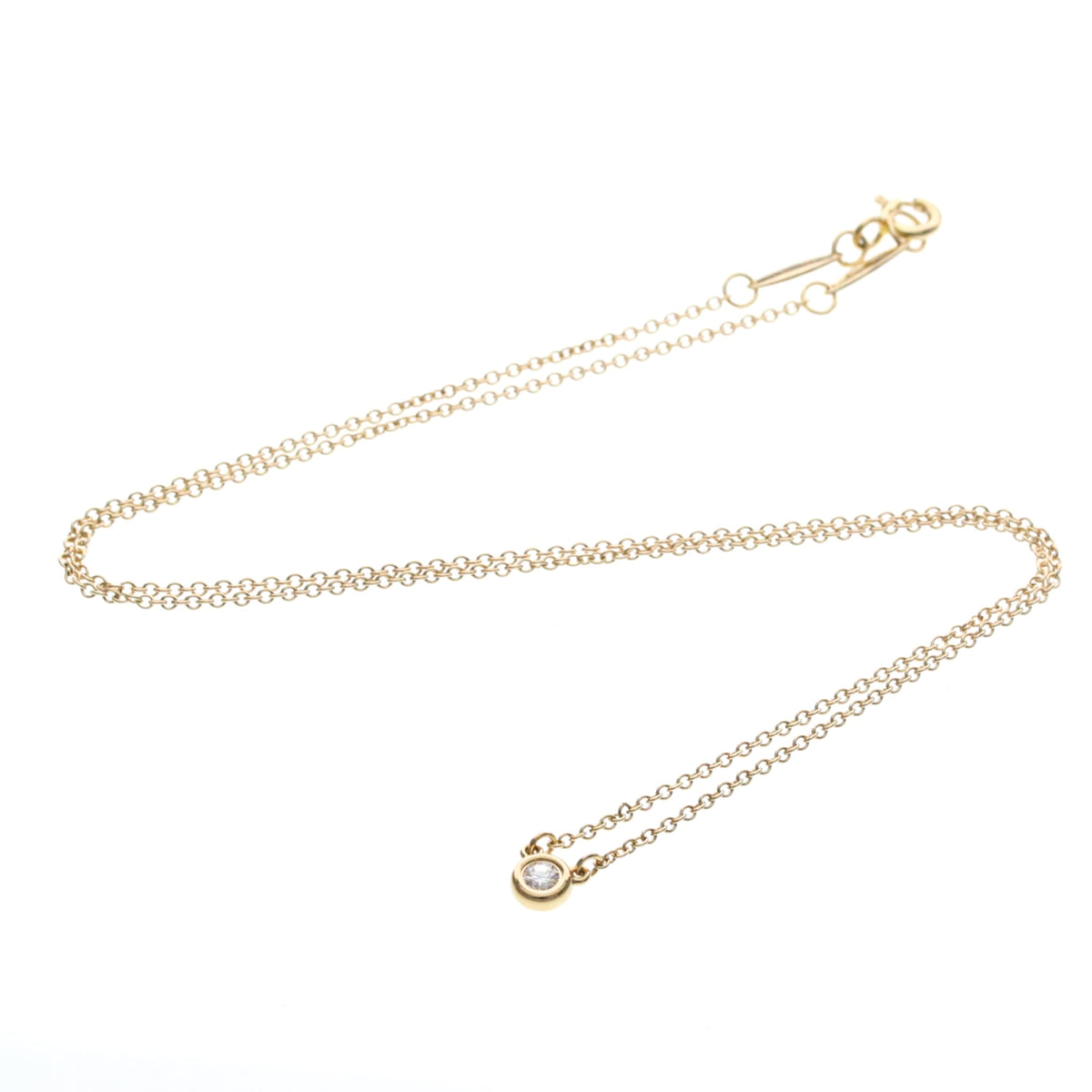 Tiffany & Co. Elsa Peretti Diamonds By The Yard Pendant 18K Rose Gold And Diamond Gold Pink_Gold Necklace Jewelry (Pre-Owned)