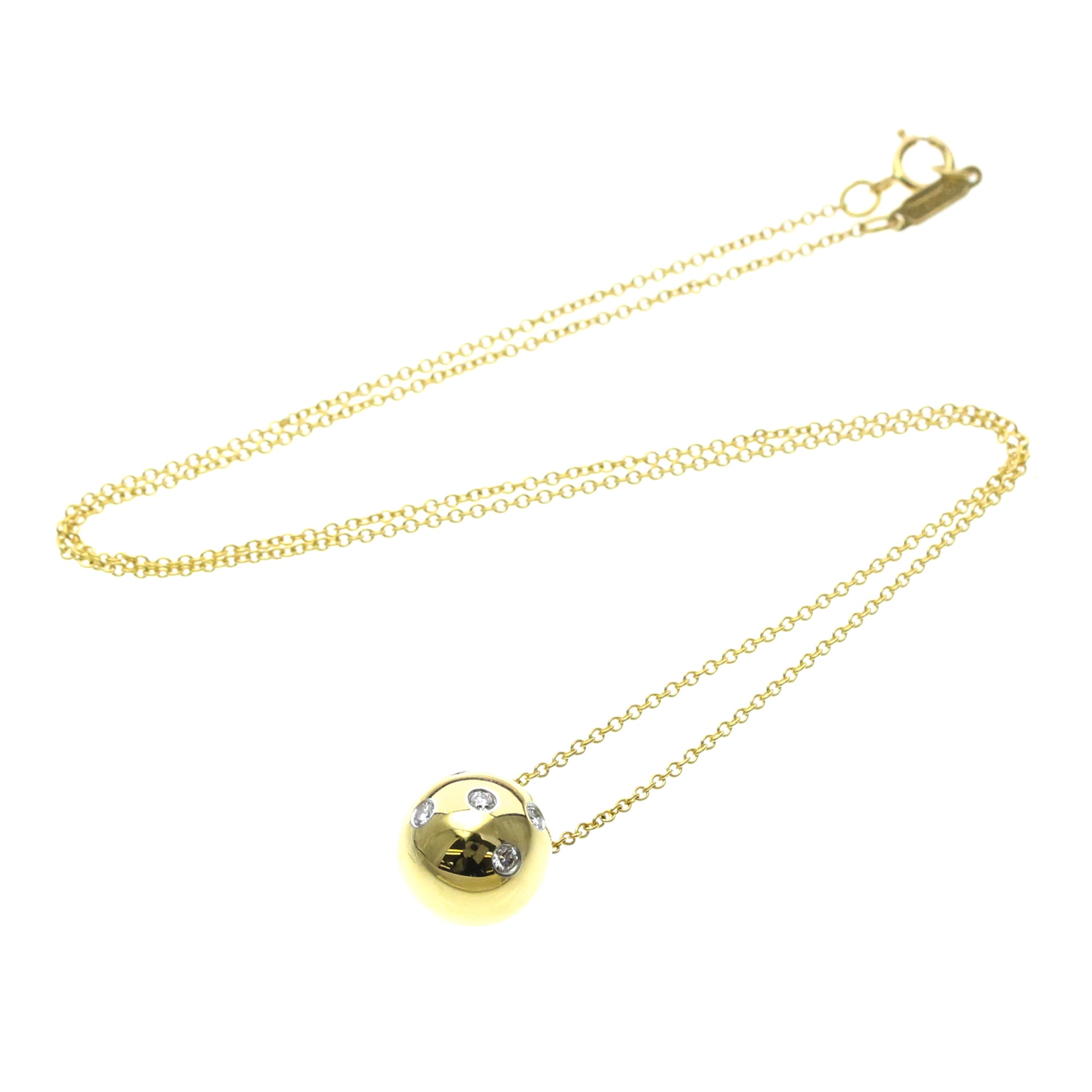 Tiffany & Co. Etoile Ball Pendant 18K Yellow Gold With Platinum And Diamonds Gold Yellow_Gold Necklace Jewelry (Pre-Owned)