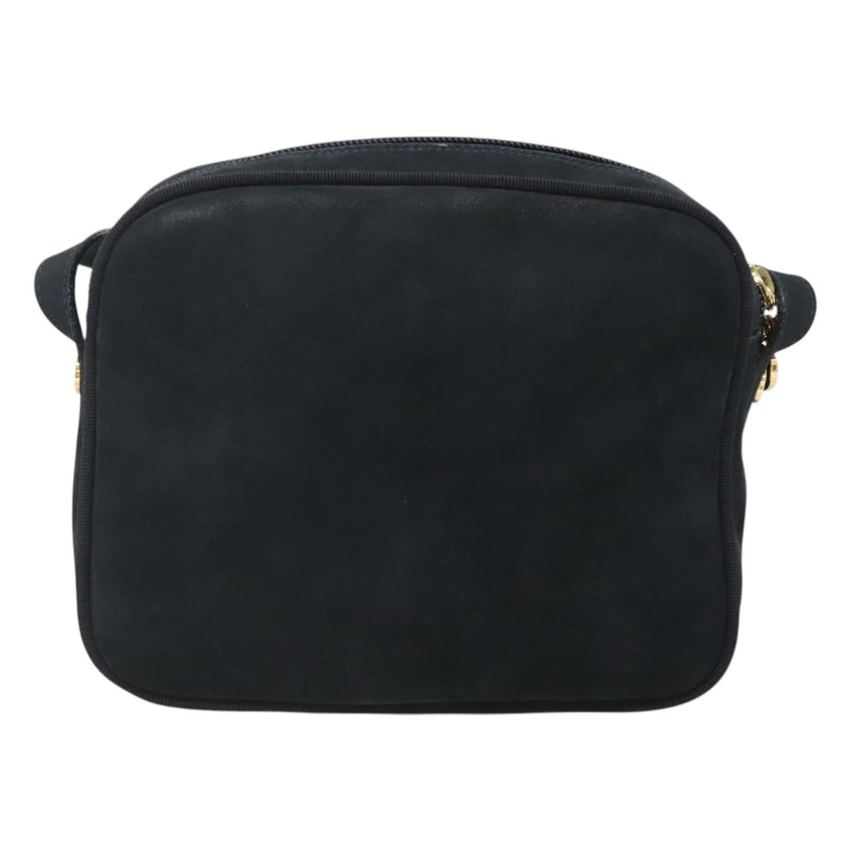 Salvatore Ferragamo Vara Bow Camera Leather Navy Suede Shoulder Bag Bag (Pre-Owned)